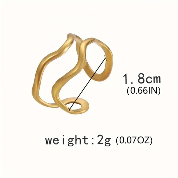 Simple Water Ripple Line Open Adjastable Ring - Picture 4 of 5